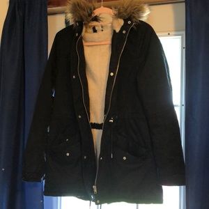 Divided black winter coat